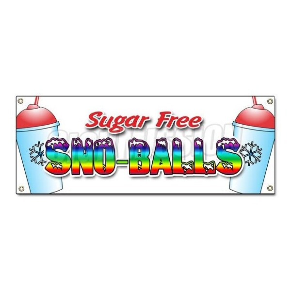 SNO-BALLS SUGAR FREE BANNER SIGN snowcones water ice italian ice cold